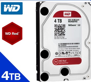 WD 紅標 4TB 3.5吋 硬碟(WD40EFRX) 64MB/5400轉/3年保固