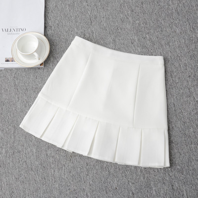 品名: 韓版學院風高腰半身裙短裙a字裙百褶裙包臀裙(白色) J-13554
