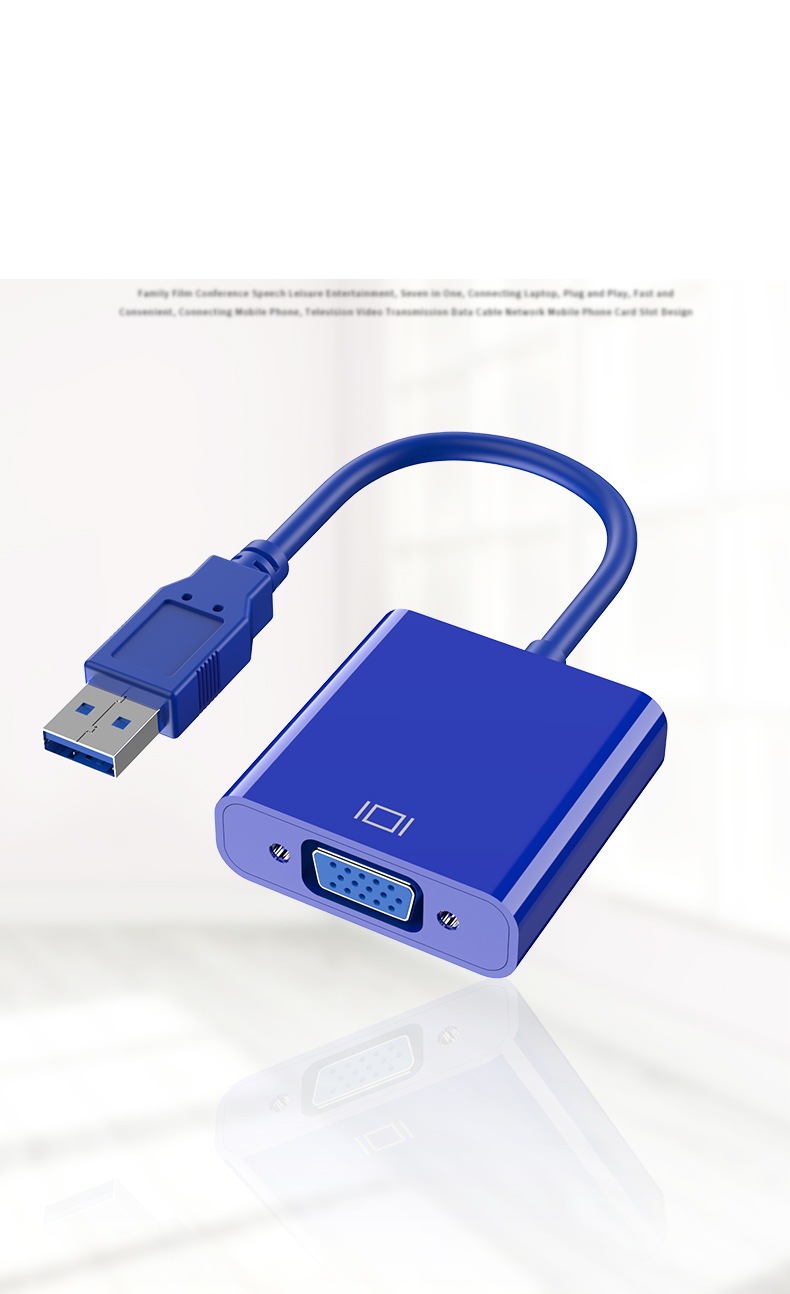 品名: 環保包裝USB轉VGA轉換器電腦接顯示器轉接線usb3.0 to vga(藍色) J-14261