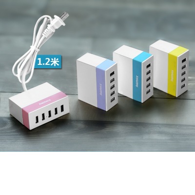 品名: 5USB充電頭USB HUB電源轉換器手機平板快充插頭(粉色) J-14141