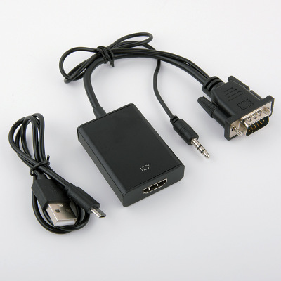 品名: 環保包裝VGA轉HDMI轉換器含音頻帶供電VGA轉HDMI轉接線 J-14216