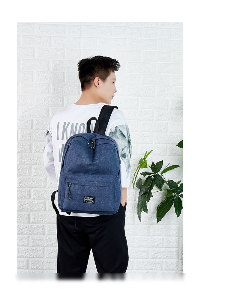 品名: 韓版休閒學生雙肩背包防水多功能背包商務電腦背包(深藍色) J-14015