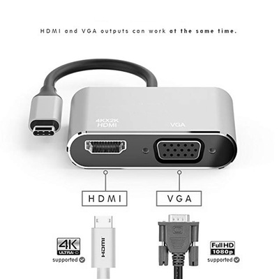 品名: USB3.1 Type-C視頻線，USB3.1 Type-c To HDMI母+VGA母頻轉接線(顏色隨機) J-14627