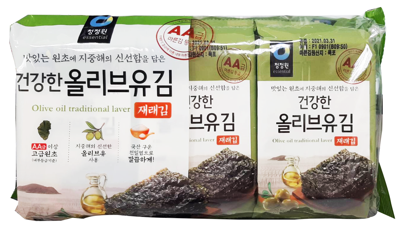 清淨園-韓國岩燒海苔(重口味有加橄欖油)올리브유재래김5g/9包