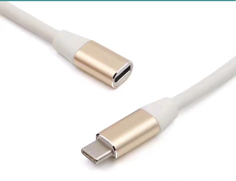 現貨_品名: type-c延長線全功能16芯公轉母USB3.1傳輸線鋁合金外殼(金色)1M J-14647