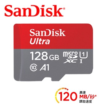 SanDisk Ultra microSDXC UHS-I (A1)128GB記憶卡 120MB/s