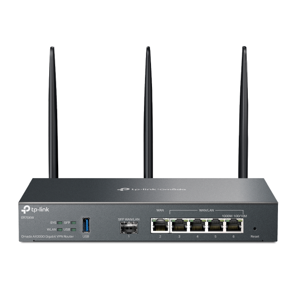 TP-Link ER706W Omada AX3000 雙頻Gigabit VPN路由器 雲端管理商用路由器(SFP WAN)商辦/企業適用 Omada AX3000 Gigabi